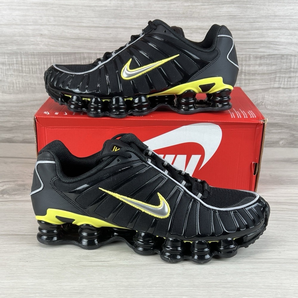 Nike Shox TL Black Dynamic Yellow Metallic Silver New CN0151-002 Men's Size 10.5